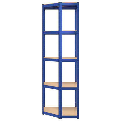 Berkfield 5-Layer Shelves 2 pcs Blue Steel&Engineered Wood