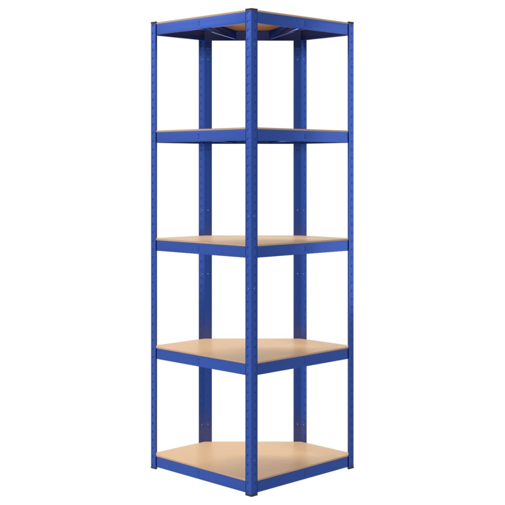 Berkfield 5-Layer Shelves 2 pcs Blue Steel&Engineered Wood