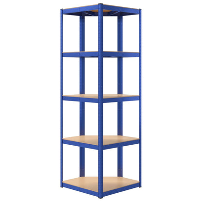 Berkfield 5-Layer Shelves 2 pcs Blue Steel&Engineered Wood