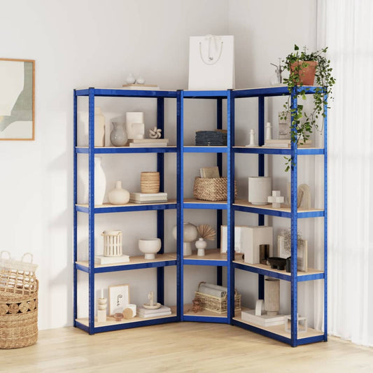 Berkfield 5-Layer Shelves 3 pcs Blue Steel&Engineered Wood