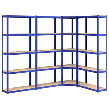 Berkfield 5-Layer Shelves 4 pcs Blue Steel&Engineered Wood