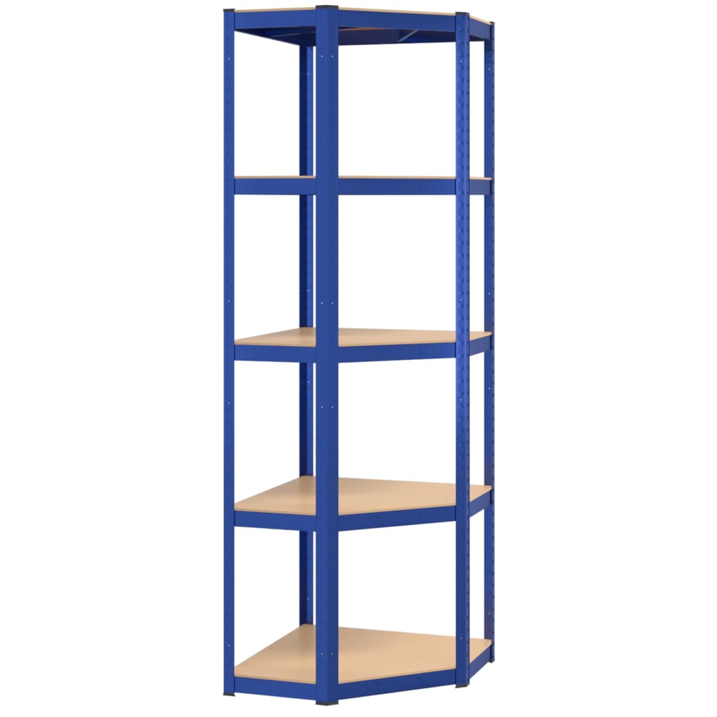 Berkfield 5-Layer Shelves 4 pcs Blue Steel&Engineered Wood