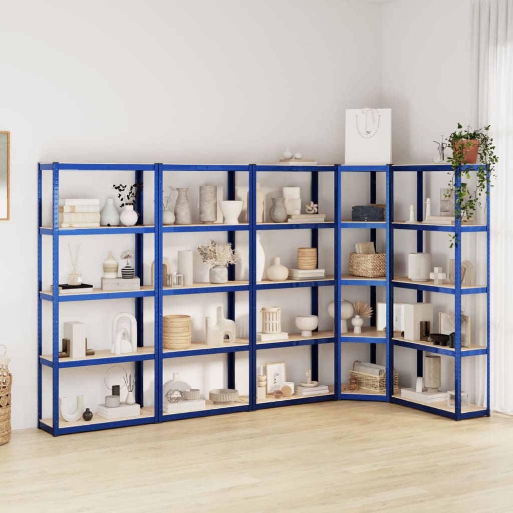 Berkfield 5-Layer Shelves 5 pcs Blue Steel&Engineered Wood