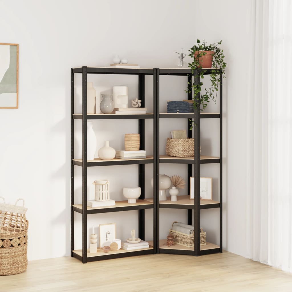 Berkfield 5-Layer Shelves 2 pcs Anthracite Steel&Engineered Wood