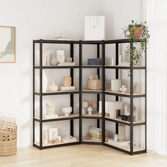 Berkfield 5-Layer Shelves 3 pcs Anthracite Steel&Engineered Wood