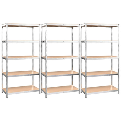 Berkfield 5-Layer Shelves 3 pcs Silver Steel&Engineered Wood