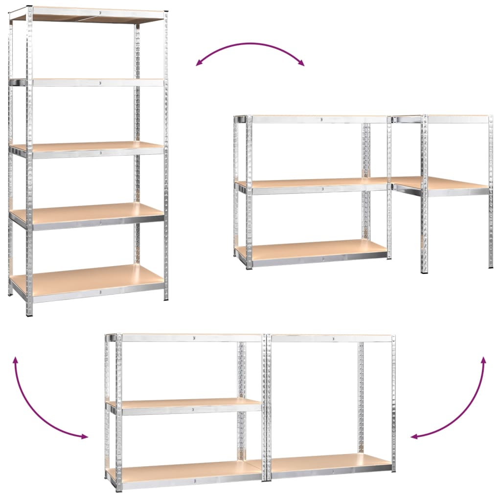 Berkfield 5-Layer Shelves 3 pcs Silver Steel&Engineered Wood