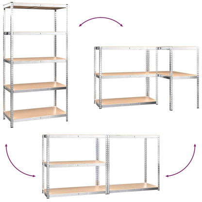 Berkfield 5-Layer Shelves 3 pcs Silver Steel&Engineered Wood