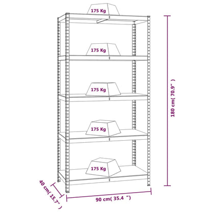 Berkfield 5-Layer Shelves 3 pcs Silver Steel&Engineered Wood