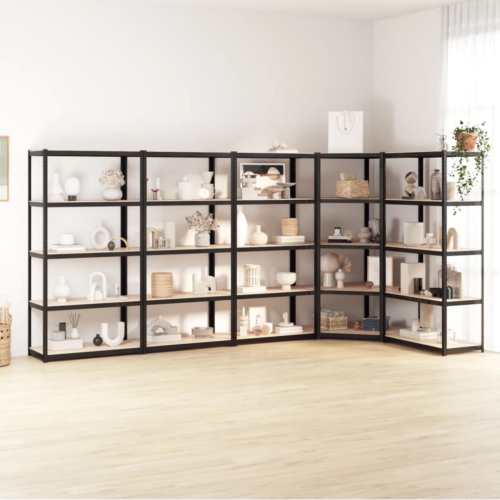 Berkfield 5-Layer Shelves 5 pcs Anthracite Steel&Engineered Wood
