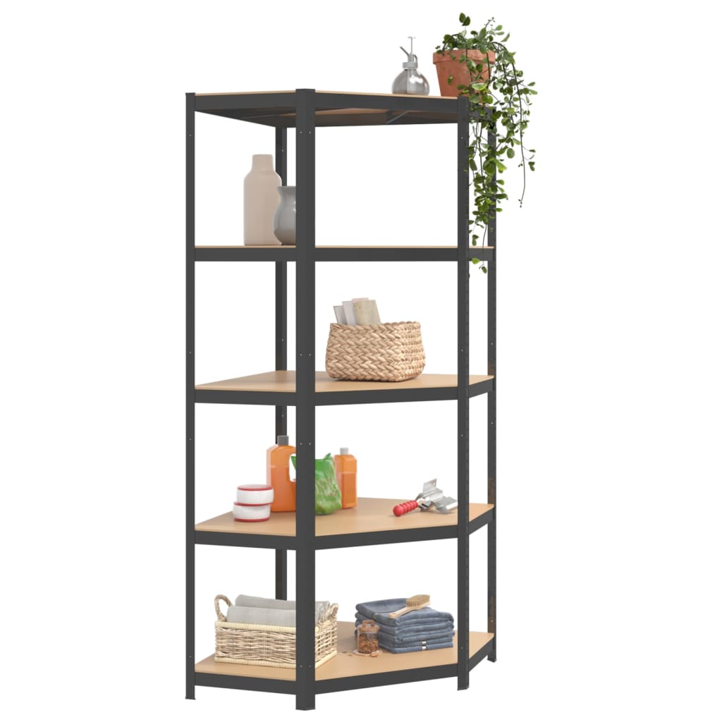 Berkfield 5-Layer Shelves 5 pcs Anthracite Steel&Engineered Wood