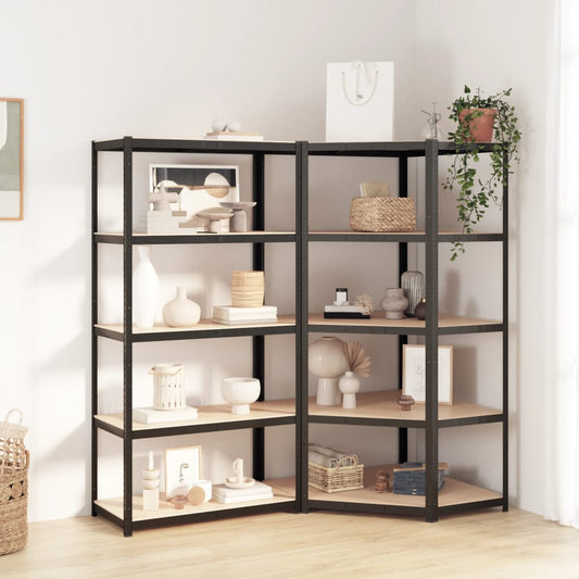 Berkfield 5-Layer Heavy-duty Shelves 2 pcs Grey Steel&Engineered Wood