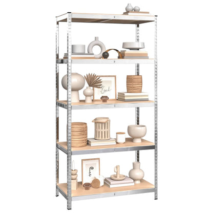 Berkfield 5-Layer Shelves 2 pcs Silver Steel&Engineered Wood