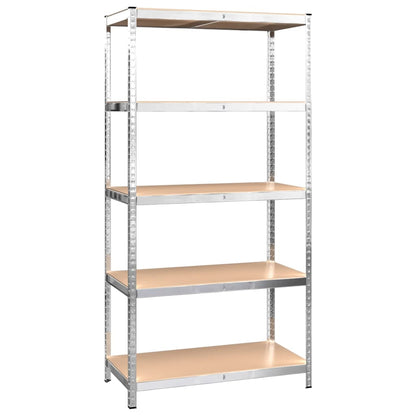 Berkfield 5-Layer Shelves 2 pcs Silver Steel&Engineered Wood