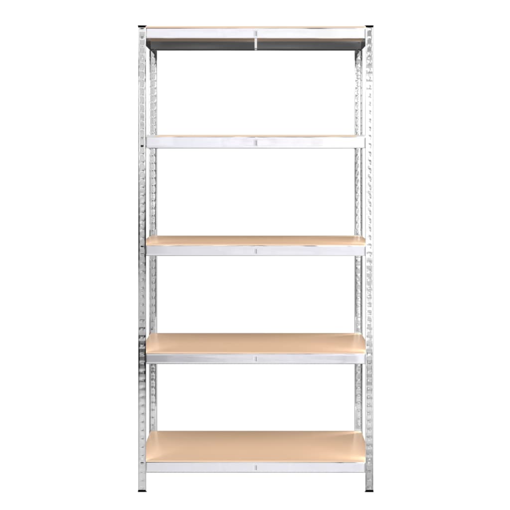 Berkfield 5-Layer Shelves 2 pcs Silver Steel&Engineered Wood