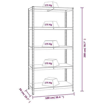 Berkfield 5-Layer Shelves 2 pcs Silver Steel&Engineered Wood