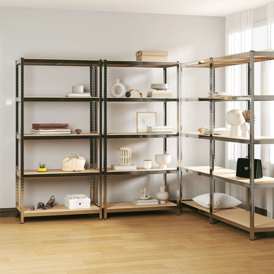 Berkfield 5-Layer Shelves 4 pcs Silver Steel&Engineered Wood