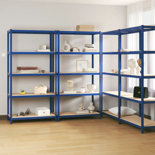 Berkfield 5-Layer Shelves 4 pcs Blue Steel&Engineered Wood