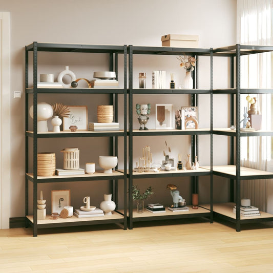 Berkfield 5-Layer Shelves 3 pcs Anthracite Steel&Engineered Wood