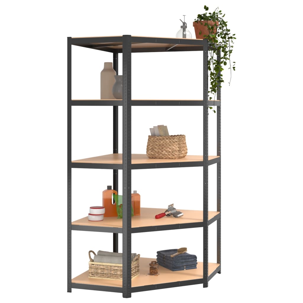 Berkfield 5-Layer Shelves 4 pcs Anthracite Steel&Engineered Wood