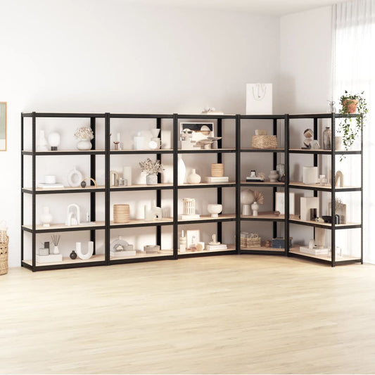 Berkfield 5-Layer Shelves 5 pcs Anthracite Steel&Engineered Wood