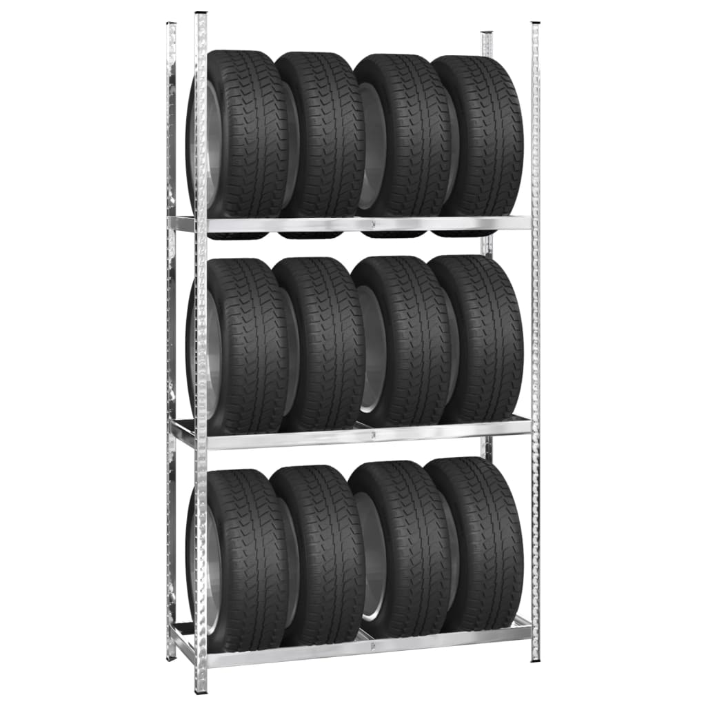 Berkfield 3-Layer Tire Racks 4 pcs Silver 110x40x200 cm Steel