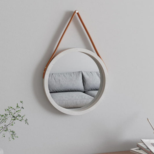 Berkfield Wall Mirror with Strap White Ì÷ 35 cm