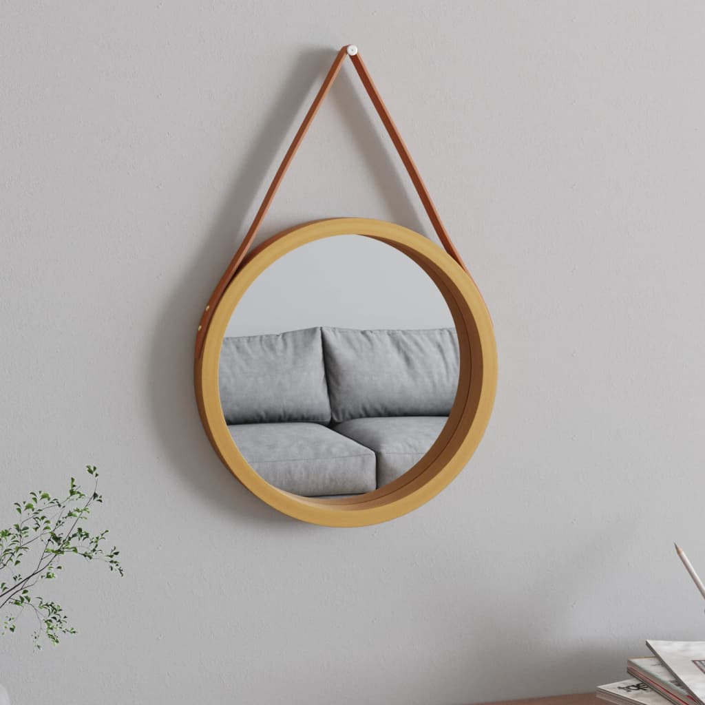 Berkfield Wall Mirror with Strap Gold �_�”�_ 35 cm