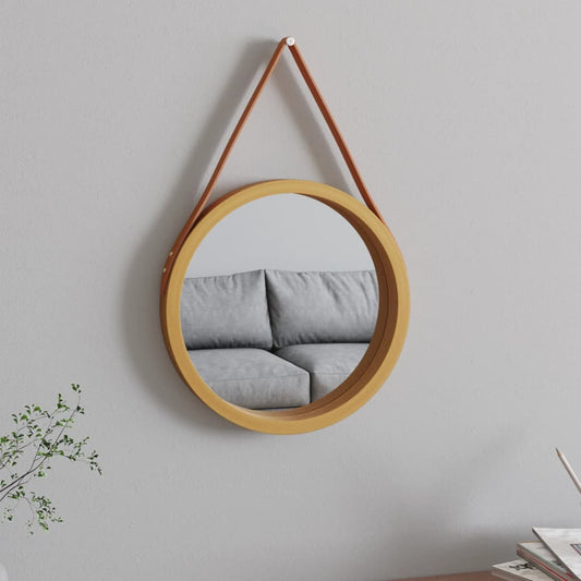 Berkfield Wall Mirror with Strap Gold �_�”�_ 35 cm