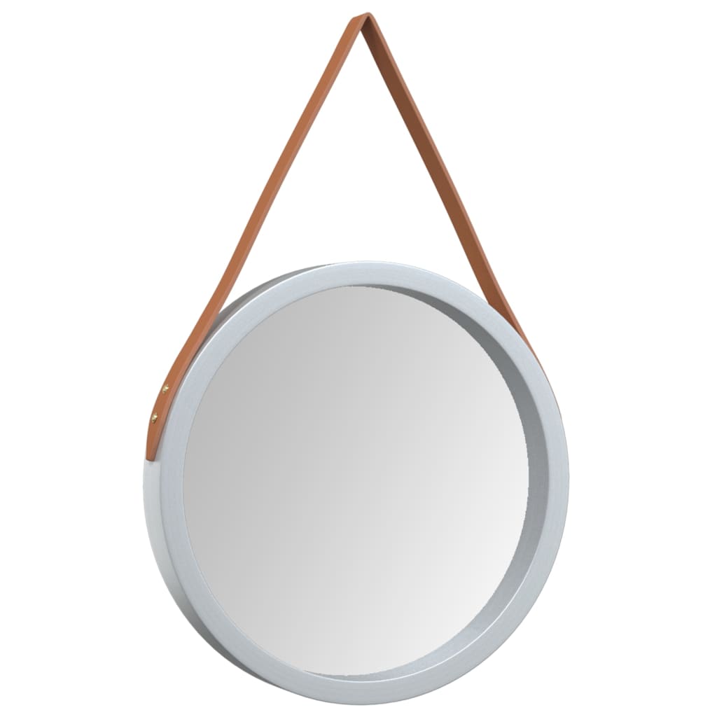Berkfield Wall Mirror with Strap Silver �_�”�_ 35 cm