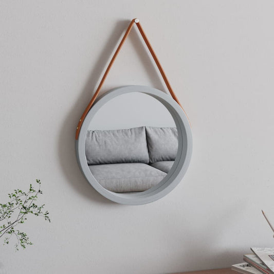 Berkfield Wall Mirror with Strap Silver �_�”�_ 35 cm