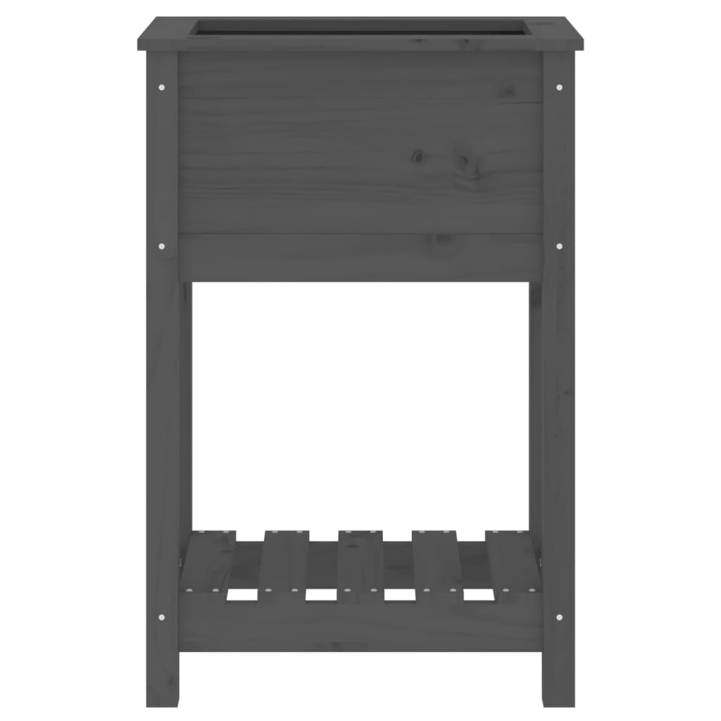 Berkfield Planter with Shelf Grey 54x34.5x81 cm Solid Wood Pine