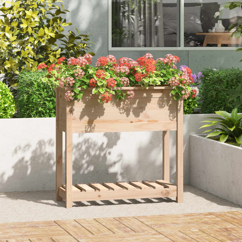 Berkfield Planter with Shelf 82.5x34.5x81 cm Solid Wood Pine