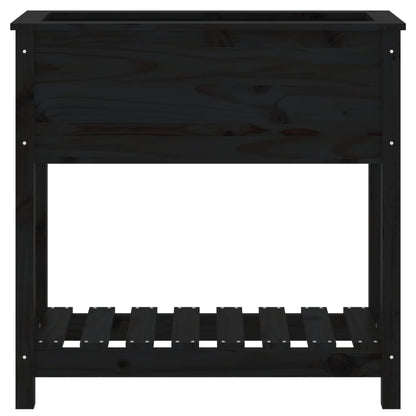 Berkfield Planter with Shelf Black 82.5x34.5x81 cm Solid Wood Pine