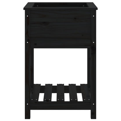 Berkfield Planter with Shelf Black 54x54x81 cm Solid Wood Pine