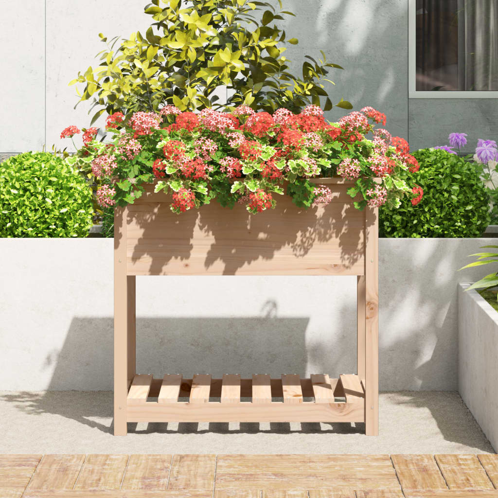 Berkfield Planter with Shelf 82.5x54x81 cm Solid Wood Pine