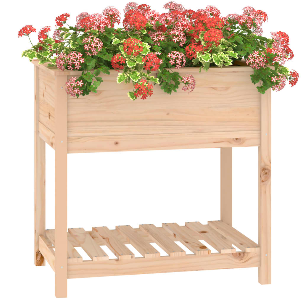 Berkfield Planter with Shelf 82.5x54x81 cm Solid Wood Pine