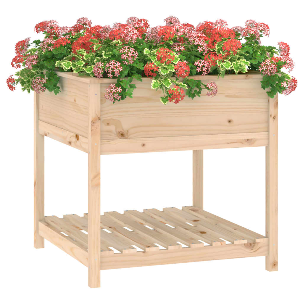 Berkfield Planter with Shelf 82.5x82.5x81 cm Solid Wood Pine