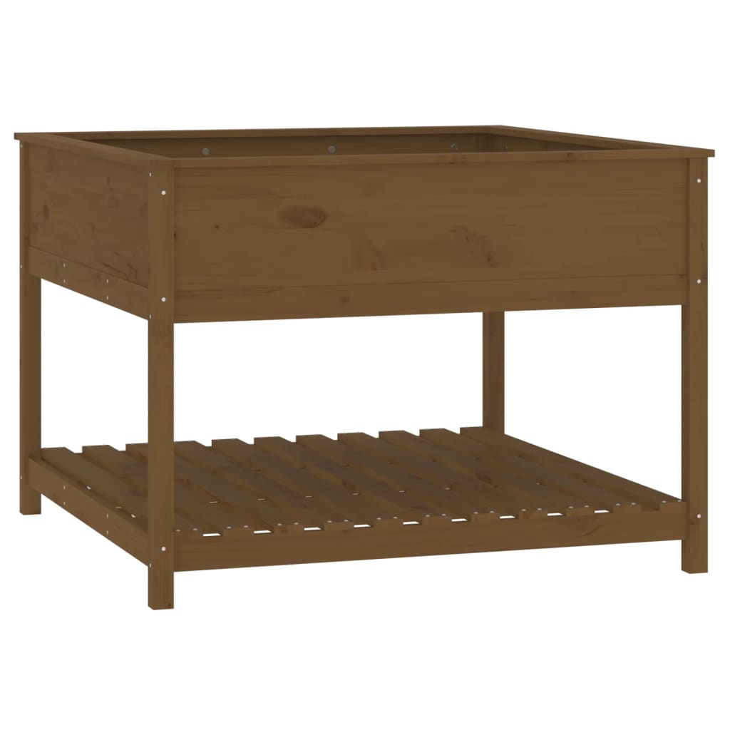 Berkfield Planter with Shelf Honey Brown 111.5x111.5x81 cm Solid Wood Pine