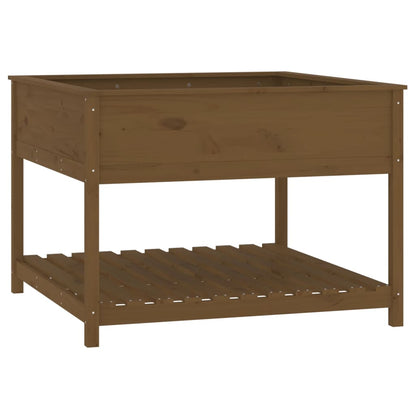 Berkfield Planter with Shelf Honey Brown 111.5x111.5x81 cm Solid Wood Pine