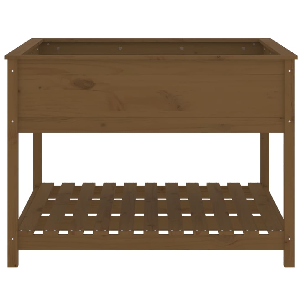Berkfield Planter with Shelf Honey Brown 111.5x111.5x81 cm Solid Wood Pine