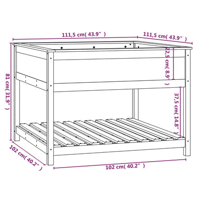 Berkfield Planter with Shelf Honey Brown 111.5x111.5x81 cm Solid Wood Pine