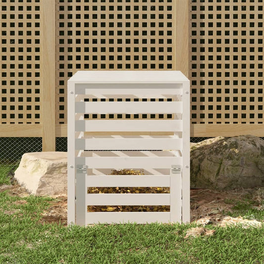 Berkfield Composter White 63.5x63.5x77.5 cm Solid Wood Pine