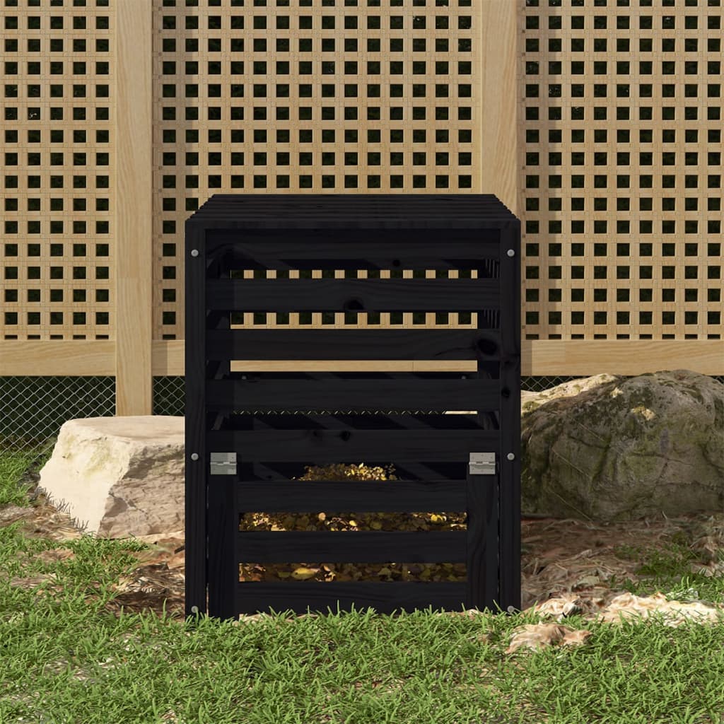 Berkfield Composter Black 63.5x63.5x77.5 cm Solid Wood Pine