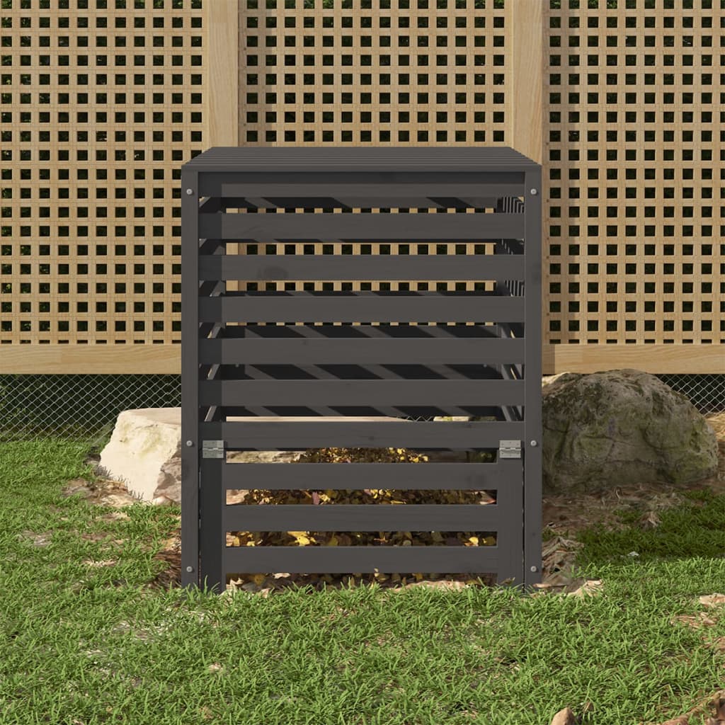 Berkfield Composter Grey 82.5x82.5x99.5 cm Solid Wood Pine