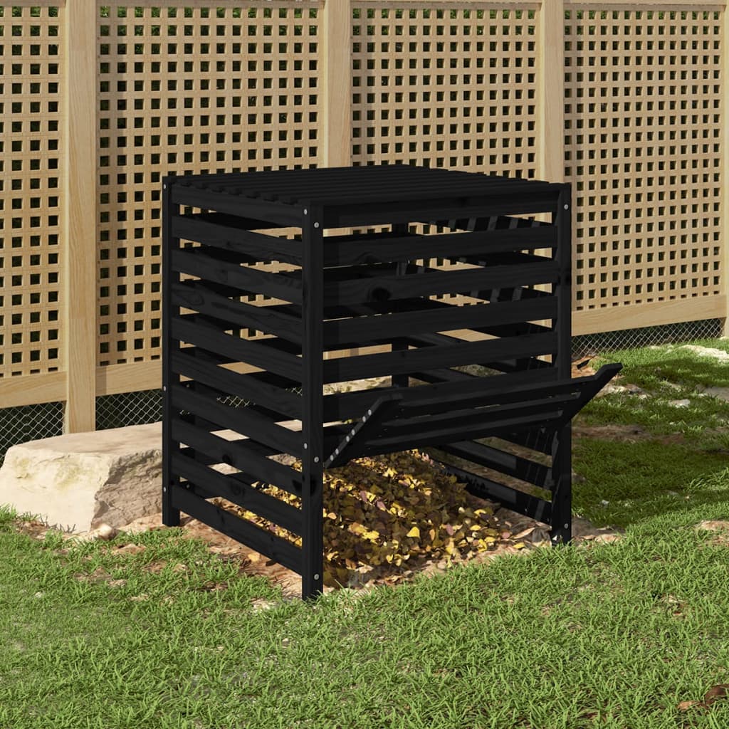 Berkfield Composter Black 82.5x82.5x99.5 cm Solid Wood Pine