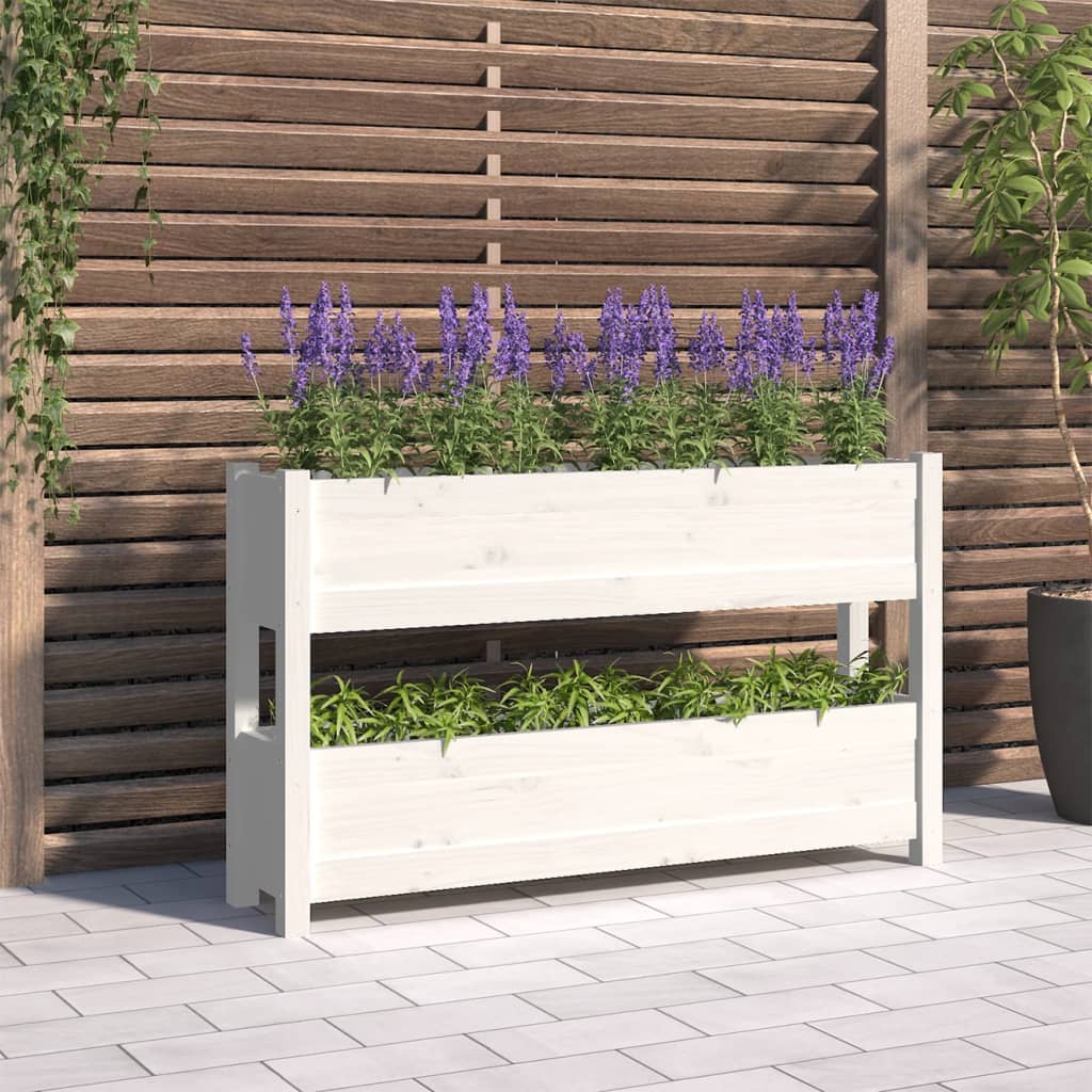 Berkfield Planter White 112x25x66 cm Solid Wood Pine