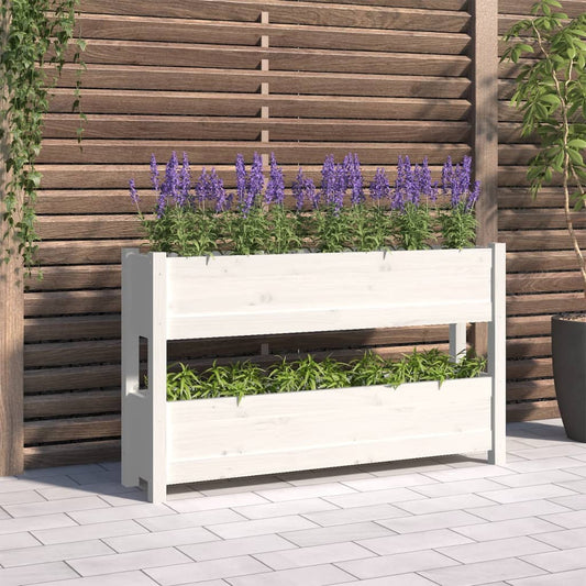 Berkfield Planter White 112x25x66 cm Solid Wood Pine