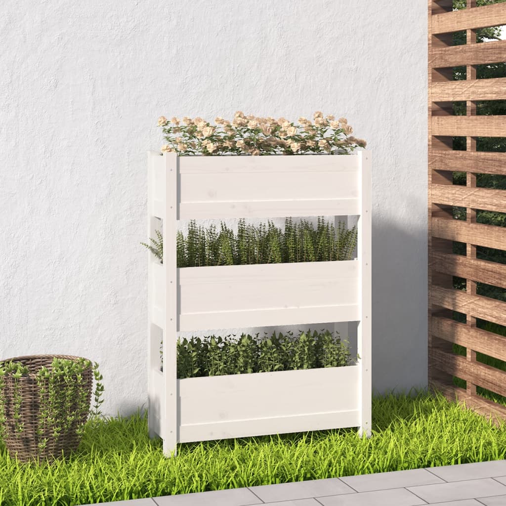 Berkfield Planter White 77x25x104.5 cm Solid Wood Pine