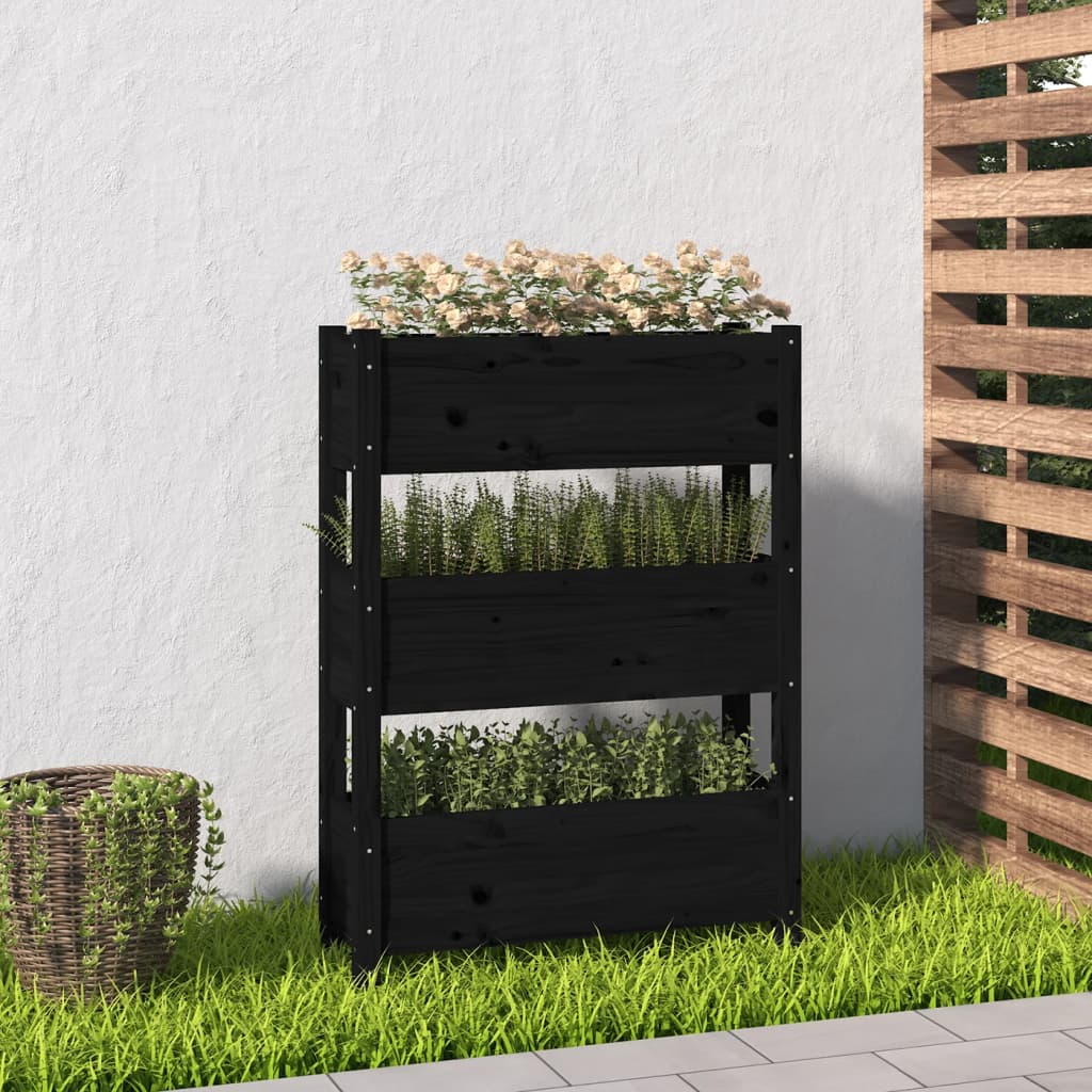 Berkfield Planter Black 77x25x104.5 cm Solid Wood Pine